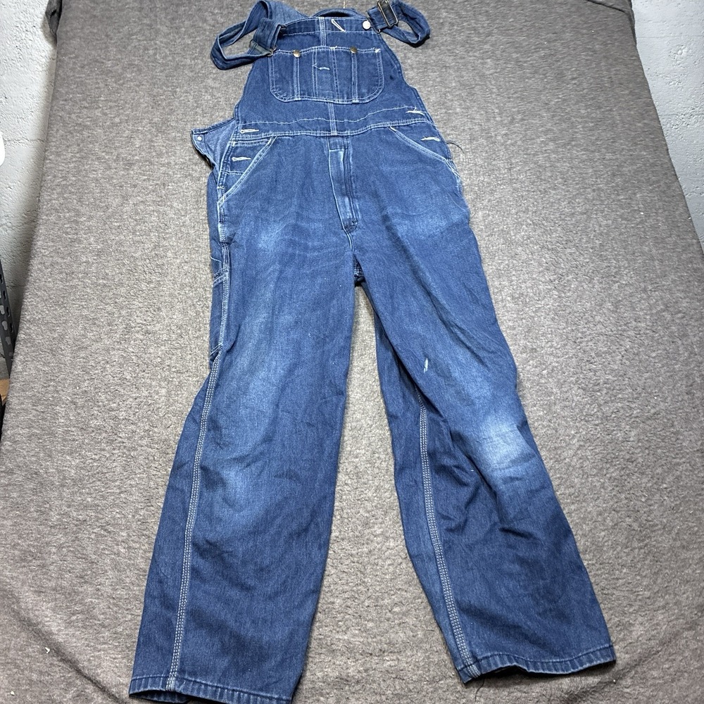 Vintage Roebucks Sears Bib Overalls‎ Mens 36x30 Denim Workwear Carpenter Utility